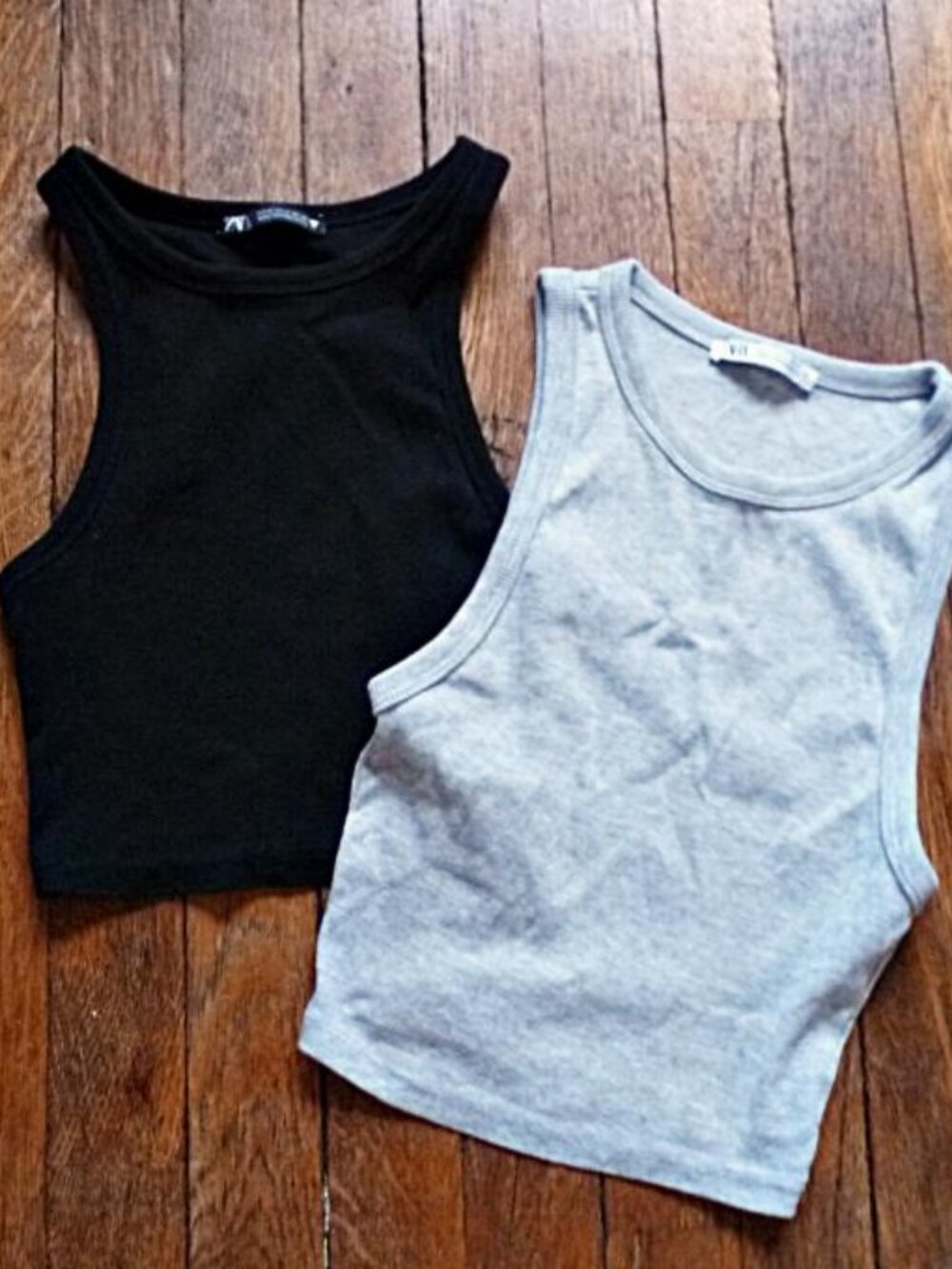 NWOT - 2 Pcs of Zara Fine Rib Knit Cotton Sleeveless Cropped T-Shirts